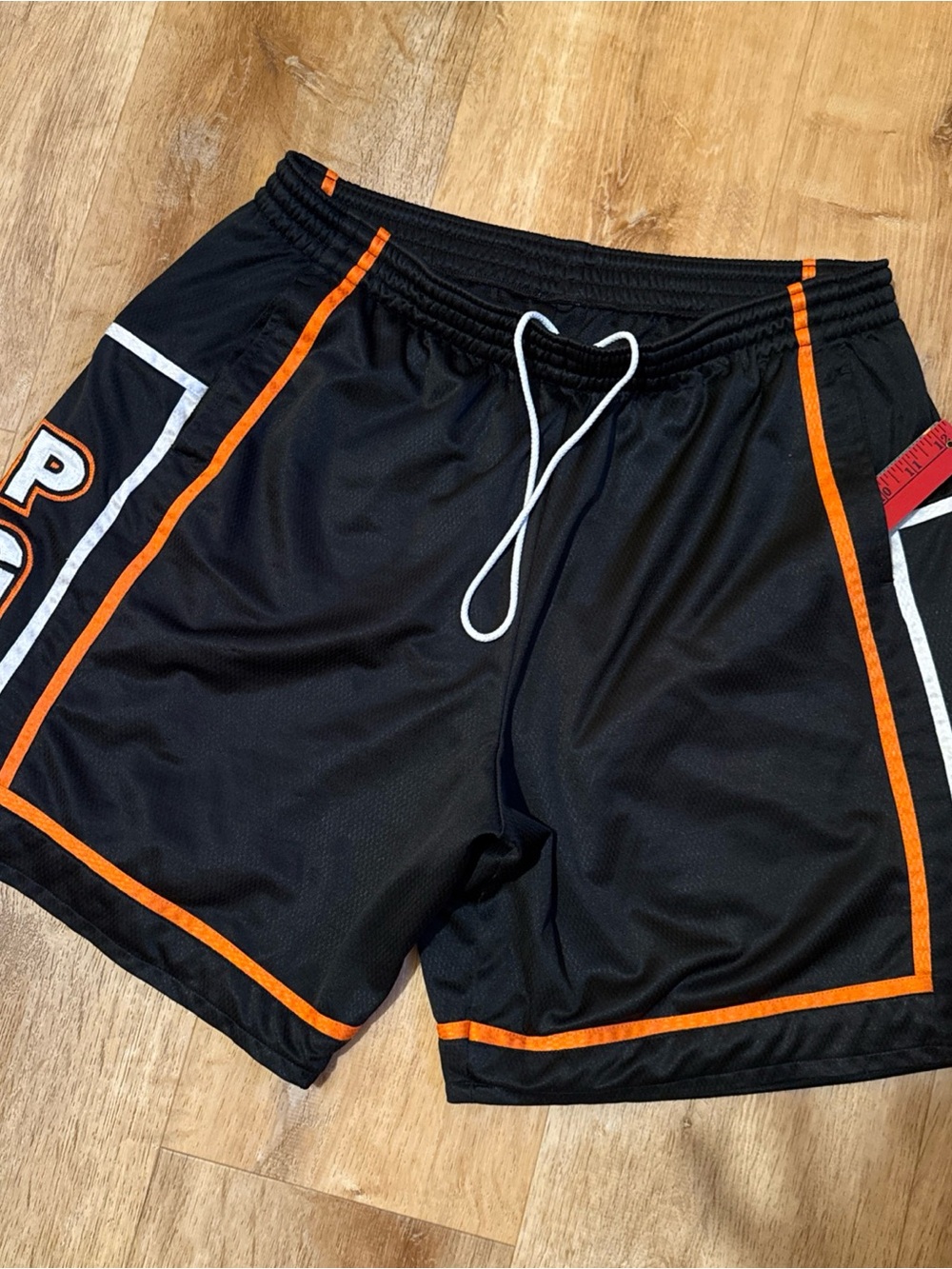 PGC Point Guard College Basketball Shorts Mens L Black Orange Baggy Mesh Y2K 35